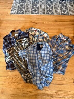 Men'sPlaid Flannel Shirt - bundle of 5